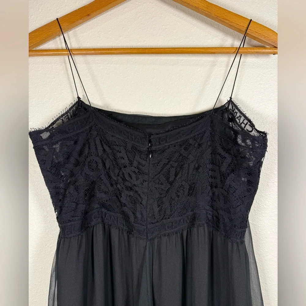 CHANEL FW/1998 RUNWAY VINTAGE CC LOGO SHEER LACE SILK EVENING GOWN - Picture 8 of 15